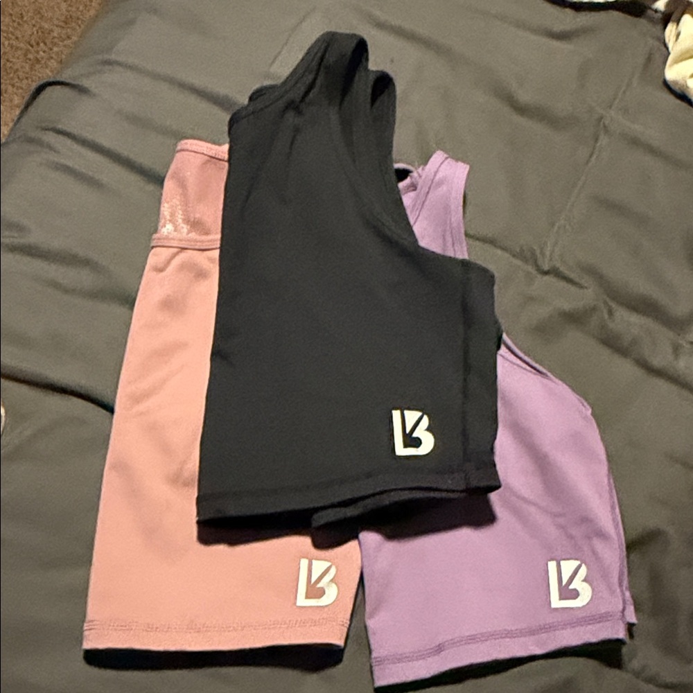 BuffBunny Black, Pink, and Purple Crop Tops